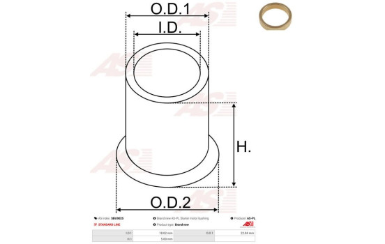 Bush, starter motor shaft, Image 2