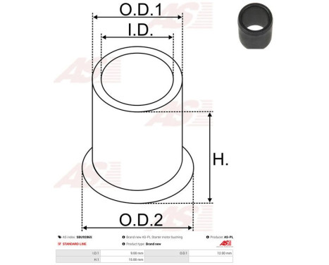 Bush, starter motor shaft, Image 2