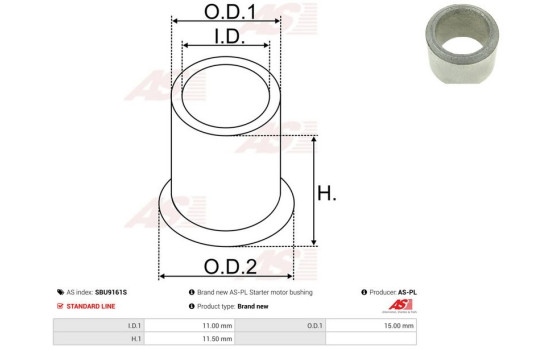 Bush, starter motor shaft, Image 2