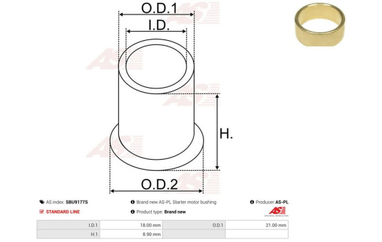 Bush, starter motor shaft, Image 2