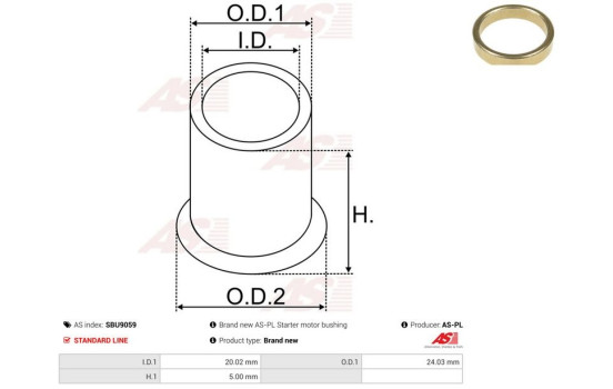 Bush, starter motor shaft, Image 2