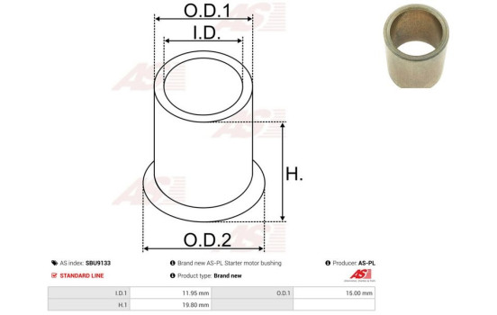 Bush, starter motor shaft, Image 2