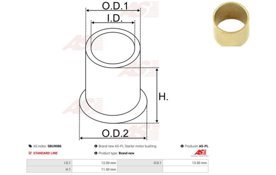 Bush, starter motor shaft, Image 2