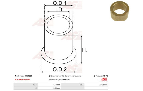 Bush, starter motor shaft, Image 2