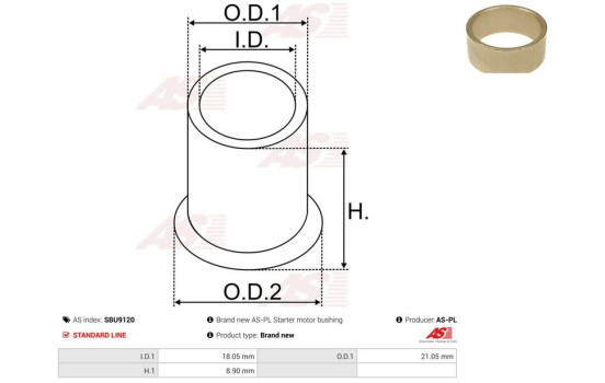 Bush, starter motor shaft, Image 2