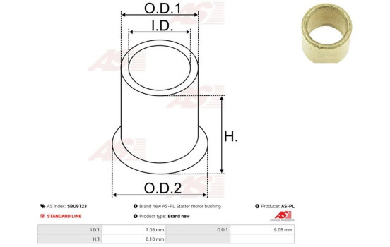 Bush, starter motor shaft, Image 2