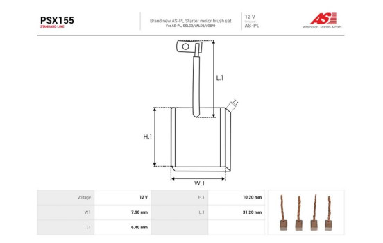 Carbon brush, starter motor, Image 2