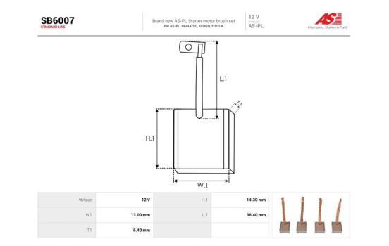 Carbon brush, starter motor, Image 2
