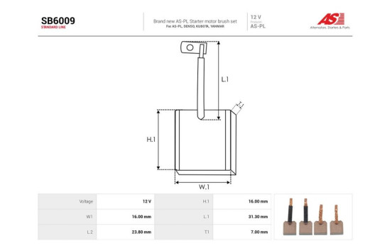 Carbon brush, starter motor, Image 2