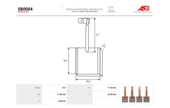 Carbon brush, starter motor, Image 2