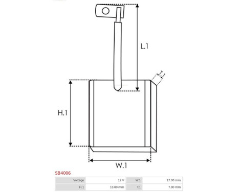 Carbon brush, starter motor, Image 2