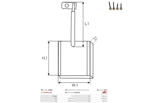 Carbon brush, starter motor, Image 2