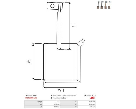 Carbon brush, starter motor, Image 2