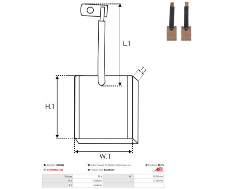 Carbon brush, starter motor, Image 2