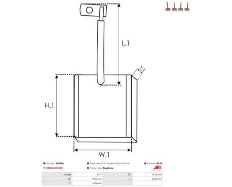 Carbon brush, starter motor, Image 2