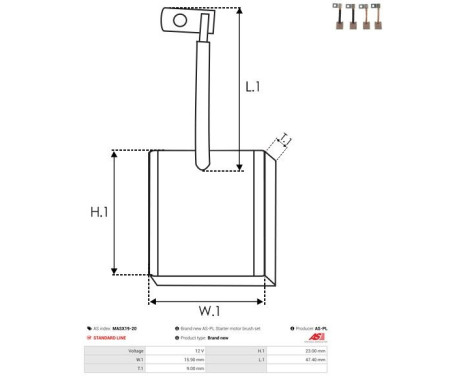 Carbon brush, starter motor, Image 2
