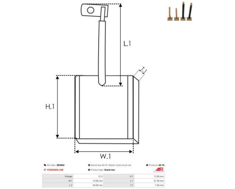 Carbon brush, starter motor, Image 2