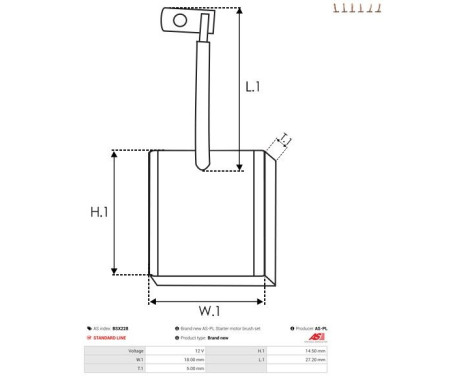 Carbon brush, starter motor, Image 2