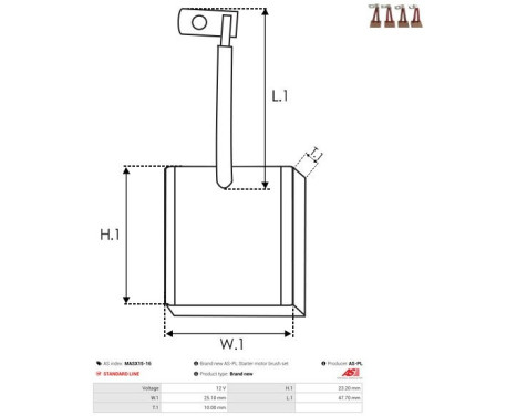 Carbon brush, starter motor, Image 2