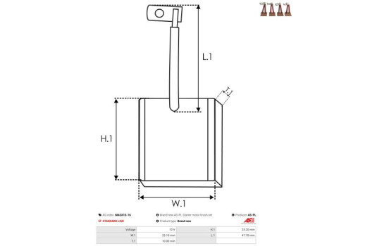 Carbon brush, starter motor, Image 2