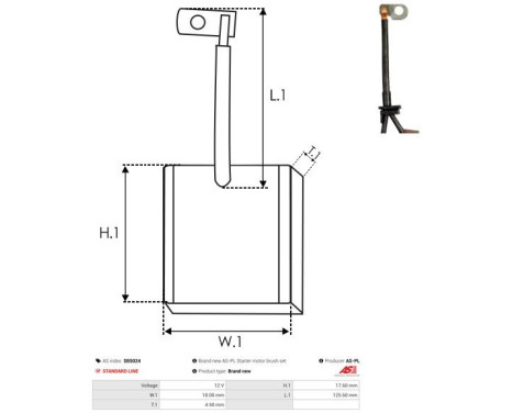 Carbon brush, starter motor, Image 2