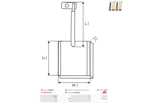 Carbon brush, starter motor, Image 2