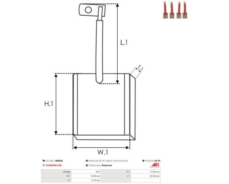 Carbon brush, starter motor, Image 2