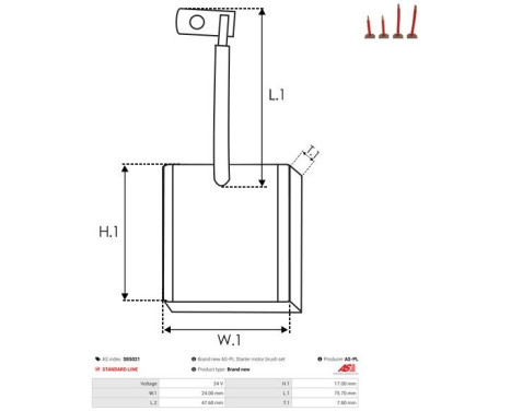 Carbon brush, starter motor, Image 2