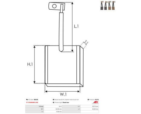 Carbon brush, starter motor, Image 2