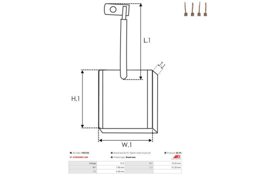 Carbon brush, starter motor, Image 2