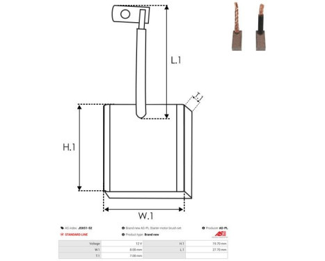 Carbon brush, starter motor, Image 2