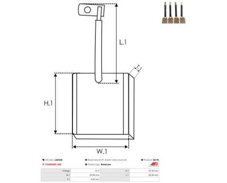 Carbon brush, starter motor, Image 2