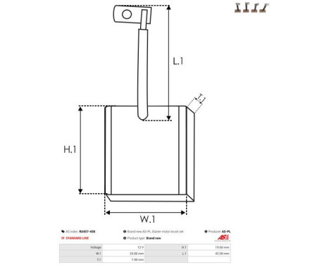 Carbon brush, starter motor, Image 2