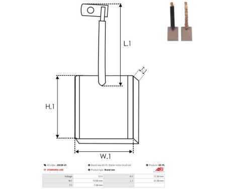 Carbon brush, starter motor, Image 2