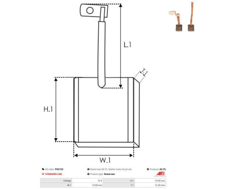 Carbon brush, starter motor, Image 2