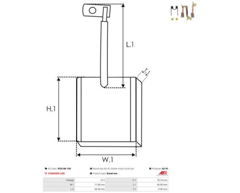 Carbon brush, starter motor, Image 2