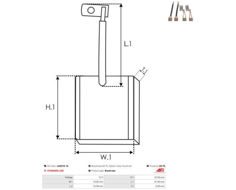 Carbon brush, starter motor, Image 2