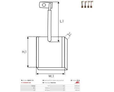 Carbon brush, starter motor, Image 2