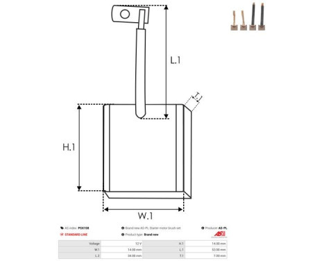 Carbon brush, starter motor, Image 2