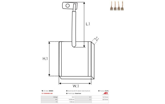 Carbon brush, starter motor, Image 2