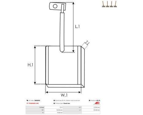 Carbon brush, starter motor, Image 2