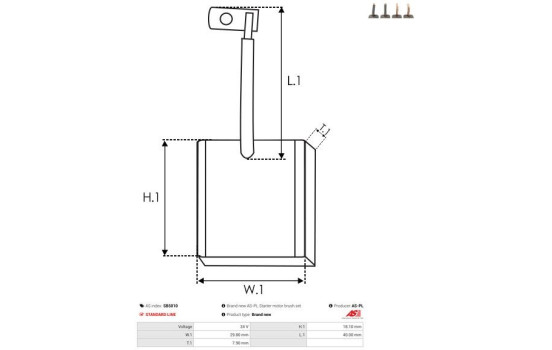 Carbon brush, starter motor, Image 2