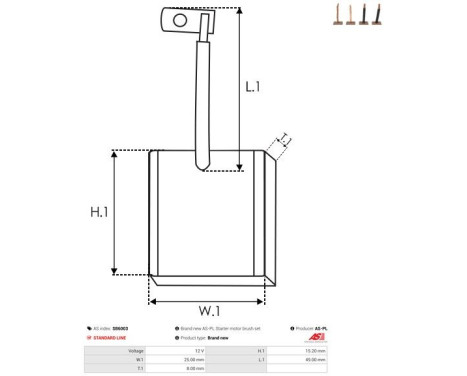 Carbon brush, starter motor, Image 2