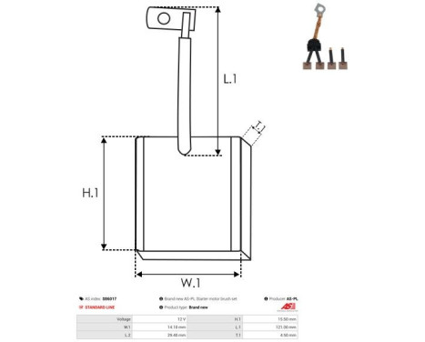 Carbon brush, starter motor, Image 2
