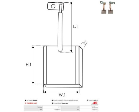Carbon brush, starter motor, Image 2