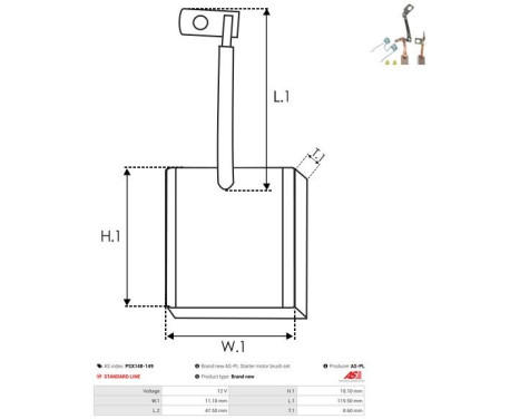 Carbon brush, starter motor, Image 2