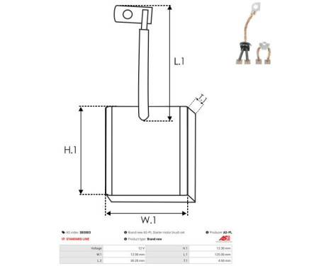 Carbon brush, starter motor, Image 2