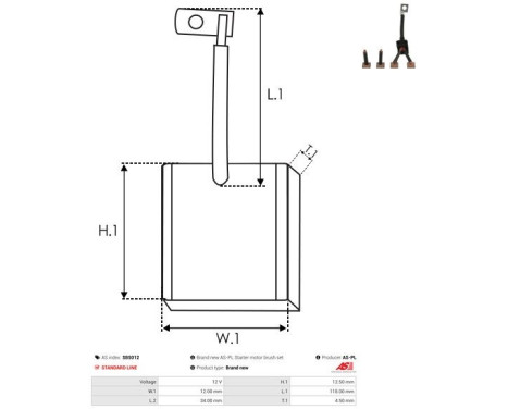 Carbon brush, starter motor, Image 2