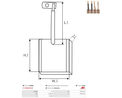 Carbon brush, starter motor, Image 2