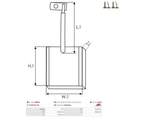 Carbon brush, starter motor, Image 2